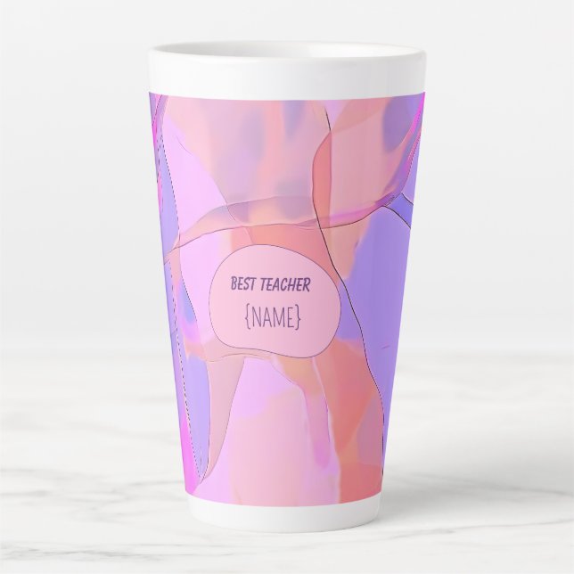 Tasse Latte Best Teacher – Abstract Design Personalized (Devant)