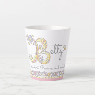 Tasse Latte Betty lettre B nom signifiant monogramme