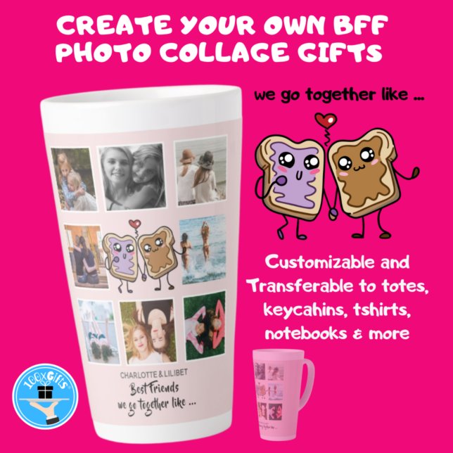 Tasse Latte BFF Photo Collections cadeaux - We Go Together Lik (Créateur téléchargé)