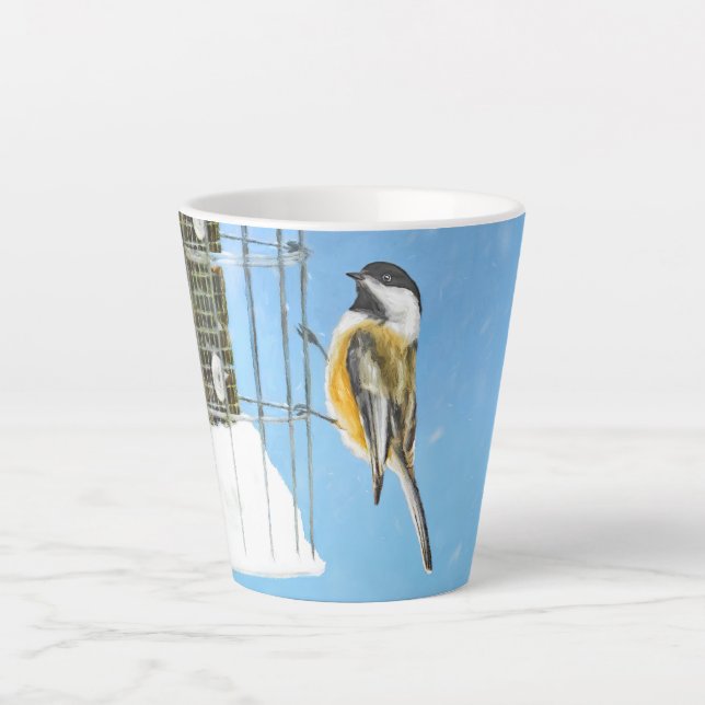 Tasse Latte Bickadee sur la peinture d'alimentation - Oiseaux  (Devant)