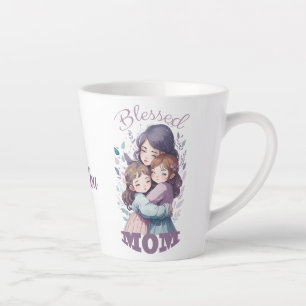 Tasse Latte Bienheureuse maman, mignonne personnalisez cadeau 