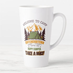 Tasse Latte Bienvenue Au Camp Quitcherbitchin Happy Camper