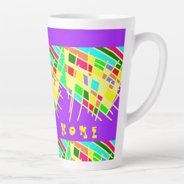 Tasse Latte Bienvenue maison brite splash art et message (Droite)