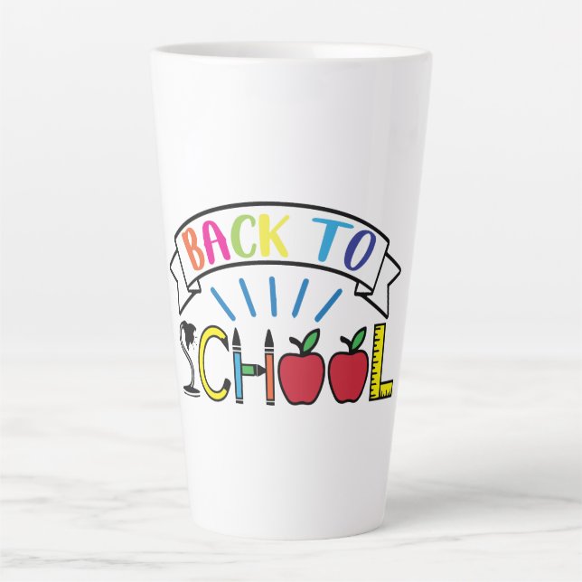 Tasse Latte Bienvenue Retour à la vie des enseignants à l'écol (Devant)