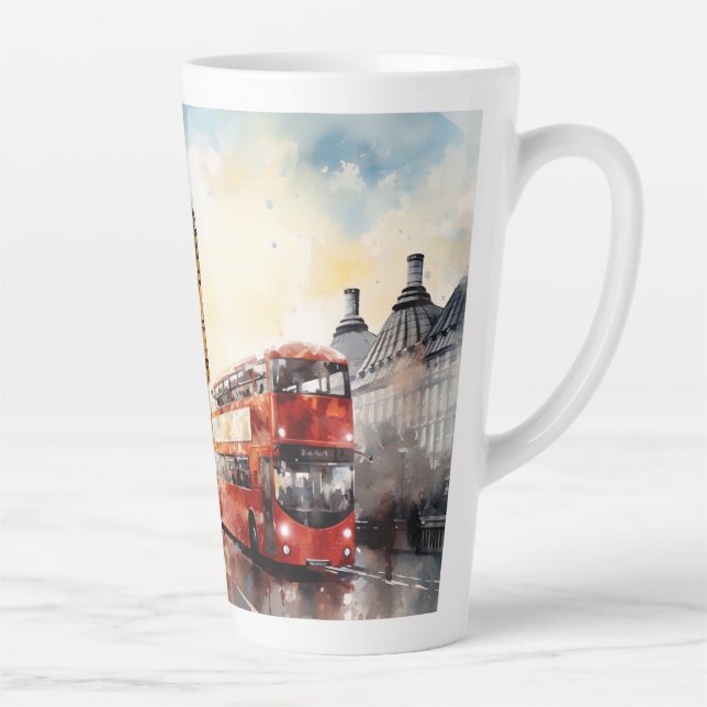Tasse Latte Big Ben et bus rouge à Londres (Droite)