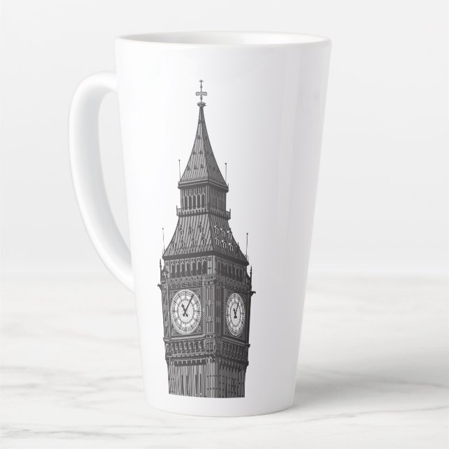 Tasse Latte Big Ben Horloge Tower Londres Angleterre (Angle gauche)