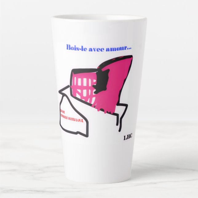 Tasse Latte Big coffee mug- Boom! It's Made With Love. (Devant)