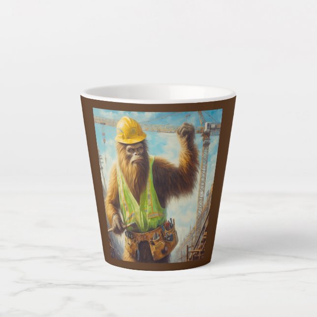 Tasse Latte Bigfoot le travailleur du bâtiment (Devant)