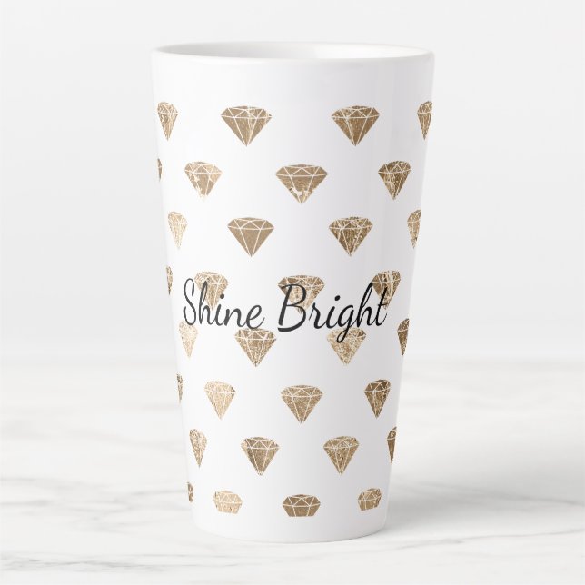 Tasse Latte Bijou en or blanc glam Diamonds (Devant)