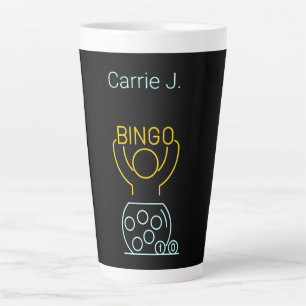 Tasse Latte Bingo Night Neon Line Art personnalisé
