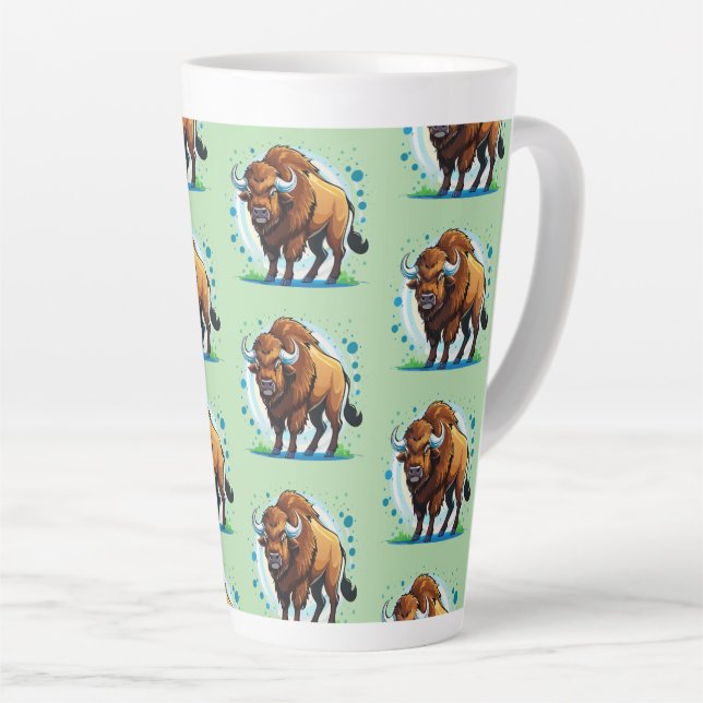 Tasse Latte bison à grandes cornes (Angle droit)