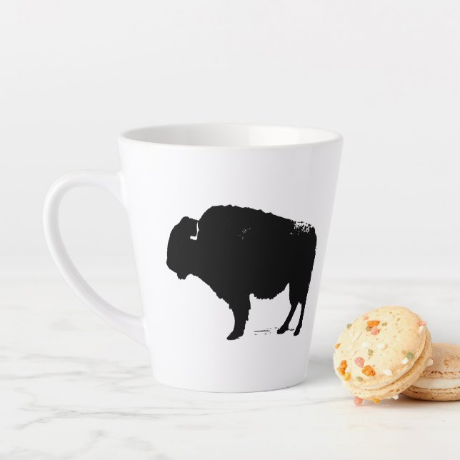 Tasse Latte Bison de Buffalo Art noir et blanc (En situation)