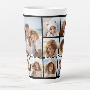 Tasse Latte Black 9 Photo Carré Collage - avec script blanc