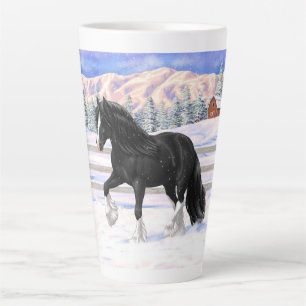 Tasse Latte Black Gypsy Vanner Irlandais Cob Brouillon Cheval 