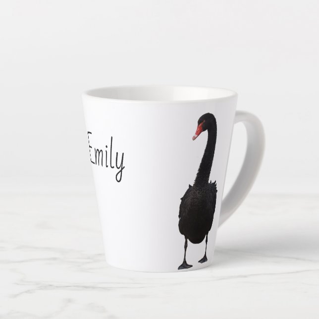 Tasse Latte Black Swan Wildlife Art Nom personnalisé Animal (Angle droit)