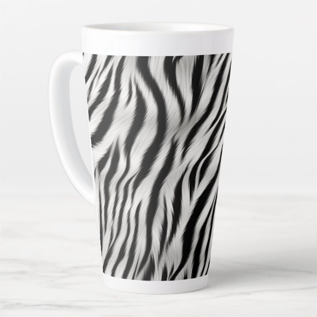 Tasse Latte Black White Zebra Imprimer Animal (Angle gauche)