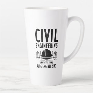 Tasse Latte Blague drôle de génie civil ingénieur diplômé