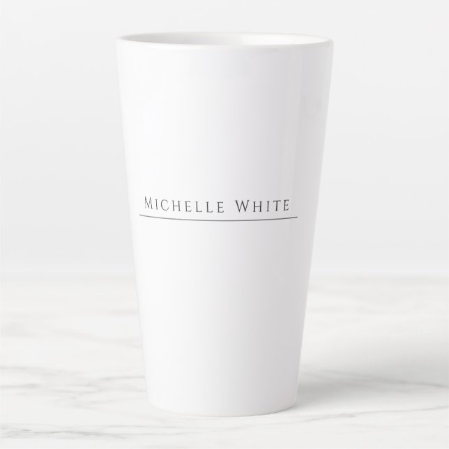 Tasse Latte Blanc Élégant Professionnel Moderne Propre Nom (Devant)