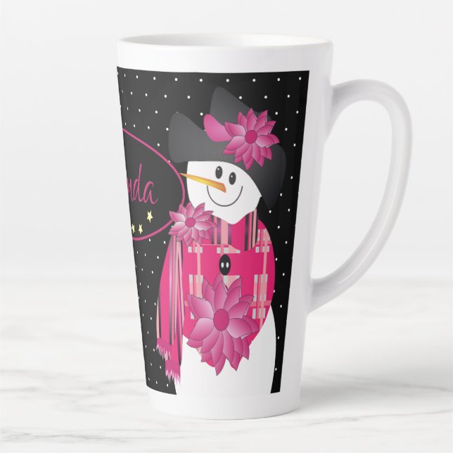 Tasse Latte Blanc Noir Et Rose (Droite)