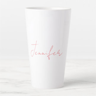 Tasse Latte Blanc Plaque moderne écriture manuscrite Votre nom
