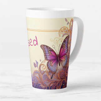 Tasse Latte Blessed Butterfly and Paisley and Flowers