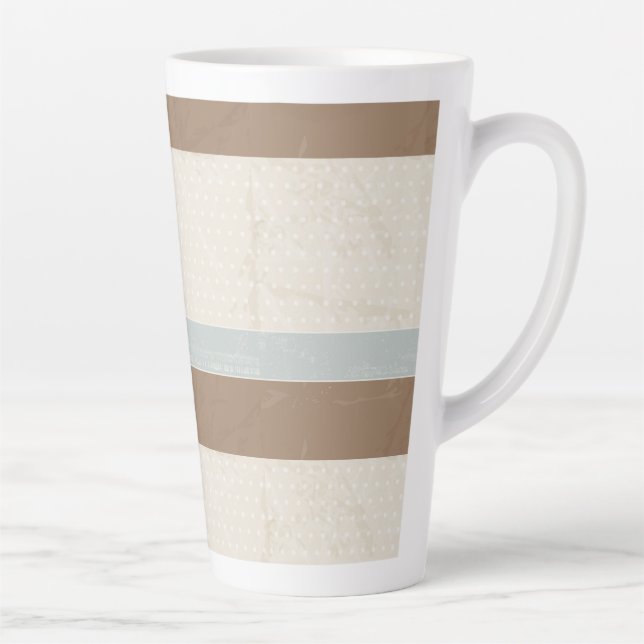 Tasse Latte Bleu Beige Brown Pois doux Arrière - plan rétro (Droite)