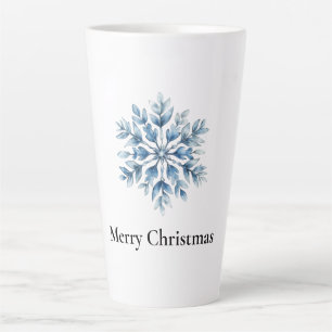 Tasse Latte Bleu blanc hiver Feu de neige Noël