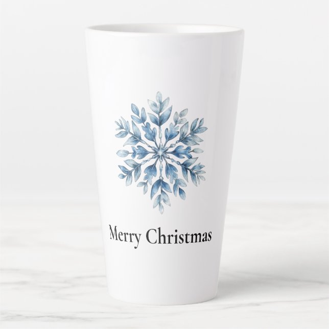 Tasse Latte Bleu blanc hiver Feu de neige Noël (Devant)