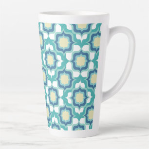Tasse Latte Bleu Blanc Méditerranéen Rétro