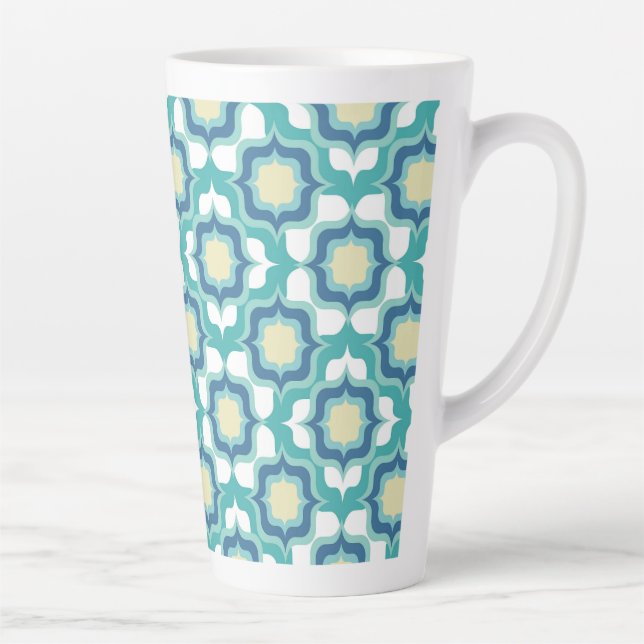 Tasse Latte Bleu Blanc Méditerranéen Rétro (Droite)