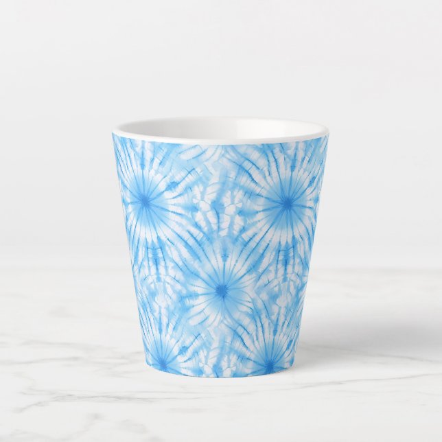 Tasse Latte Bleu Clair Tie Dye Blanc (Devant)