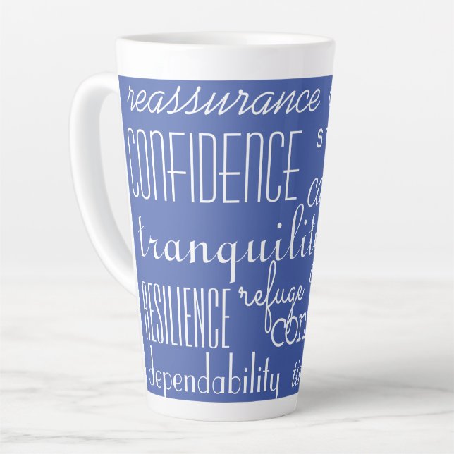 Tasse Latte Bleu classique en mots (Angle gauche)