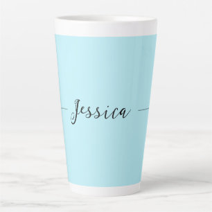 Tasse Latte Bleu Élégant Simple Moderne Nom Professionnel