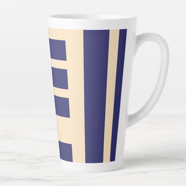 Tasse Latte Bleu foncé + rayures crème  (Droite)