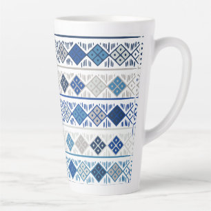 Tasse Latte bleu géométrique