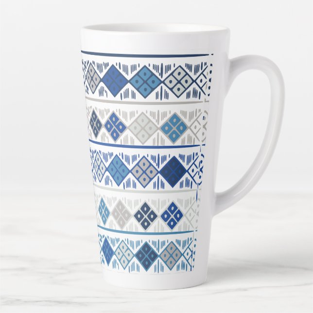 Tasse Latte bleu géométrique  (Droite)