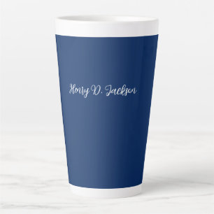 Tasse Latte Bleu marine unique écriture classique uni