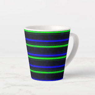 Tasse Latte Bleu Noir Grandes Vertes