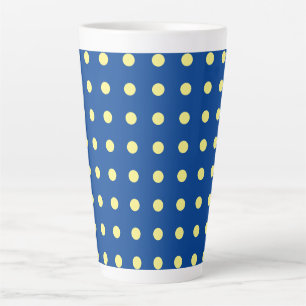 Tasse Latte Bleu profond Jaune Pois tendance