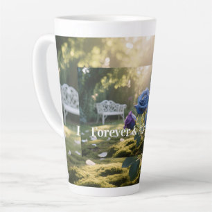 Tasse Latte Bleu Rose Élégance Personnalisée Romantique Floral