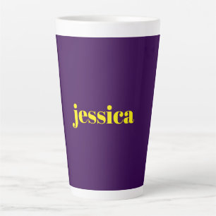 Tasse Latte Bloc de couleur minimaliste nom personnalisé