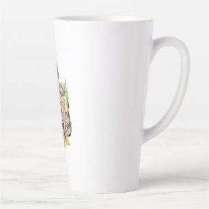 Tasse Latte Blonde Mermaid on Vintage Green Car Watercolor Ill