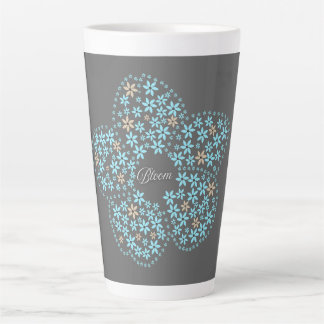 Tasse Latte Blue Beige Floral Bloom – Dark Grey Botanical Mode