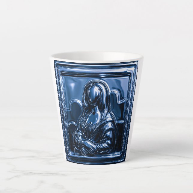 Tasse Latte Blue Chrome Mona Relief (Devant)