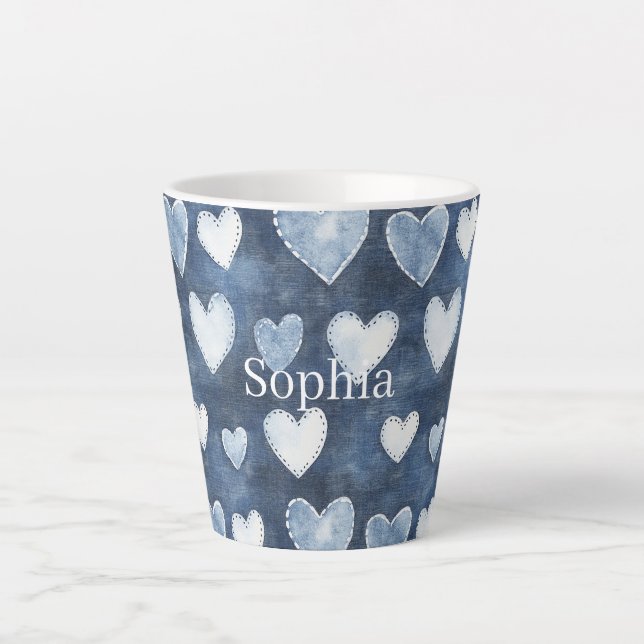 Tasse Latte Blue Hearts (Devant)