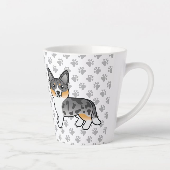 Tasse Latte Blue Merle Cardigan Welsh Corgi Cartoon Chien & Pa (Droite)