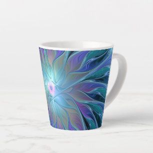 Tasse Latte Blue Purple Flower Dream Abstrait Fractal Art
