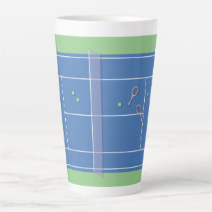 Tasse Latte Blue Tennis Court Joueur de tennis moderne