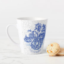 Blue Willow Rabbit Island Whimsical Cracky Look L