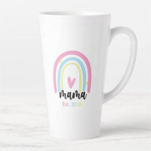 Tasse Latte Boho Arc-en-ciel Coutume Maman Année de Fondation 